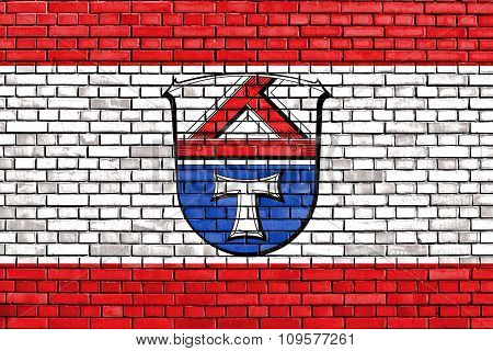 Flag Of Giessen Painted On Brick Wall