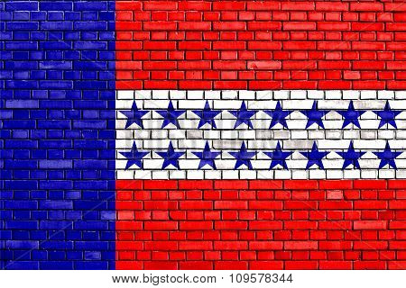 Flag Of Tuamotus Painted On Brick Wall