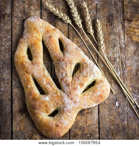 Fresh Baked Fougasse, Traditional French Bread,