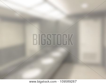 Blurred / Defocussed Abstract Background Of A Restroom With Wash Basins With Vintage Color Effects