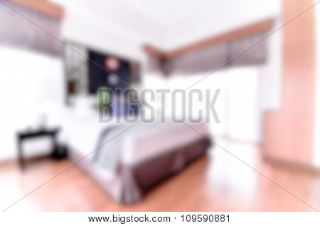 Blurred / Defocussed Abstract Background Of A Comfort Bedroom With Vintage Colour Effects Taken With