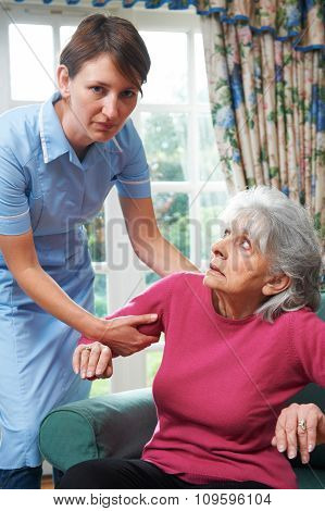 Care Worker Mistreating Elderly Woman