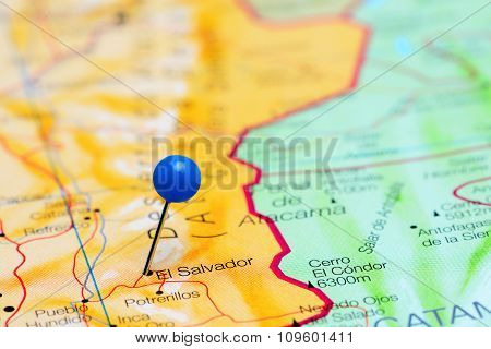 El Salvador pinned on a map of Chile