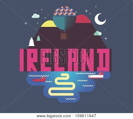 Ireland in europe is a beautiful country to visit. vintage vector illustration.