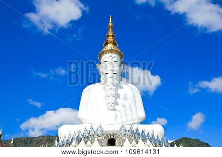 White Buddha Statue At Phasornkaew Temple, Khao Kho Phetchabun, Thailand.