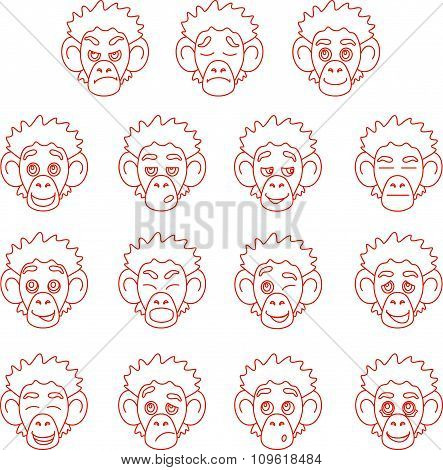 Contour monkey face expressions