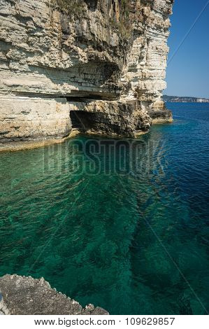 Seascape, Cliffs And Beaches On The Island Of Paxi, Greece