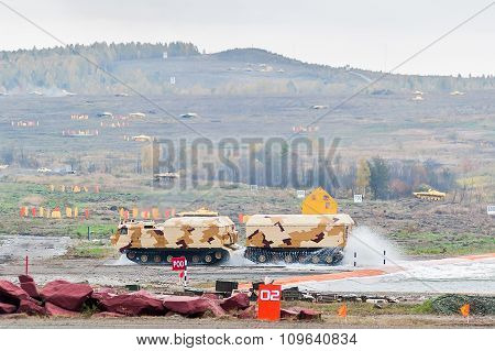 Tracked carrier DT-30P1 after water obstacle. Russia
