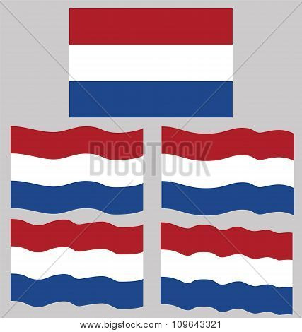 Flat And Waving Flag Of Netherlands