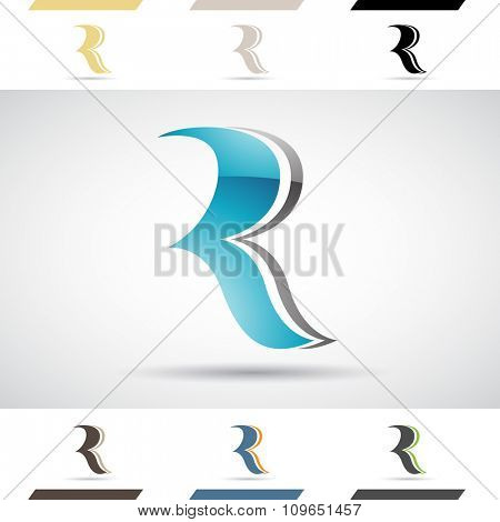 Design Concept of Colorful Stock Icons and Shapes of Letter R, Vector Illustration 