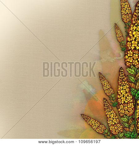 Raster Vintage Floral  Background in Yellow Color