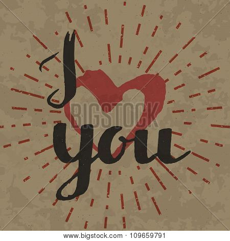 I love you inscription on retro background.