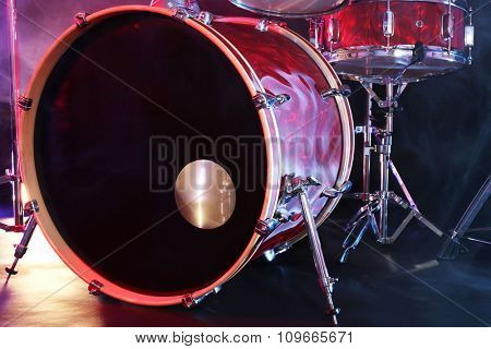 Drum set on a stage
