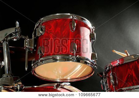 Drum set on a stage