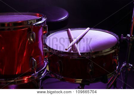 Drum set on a stage