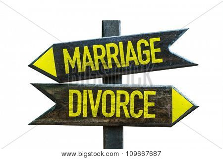 Marriage - Divorce signpost isolated on white background