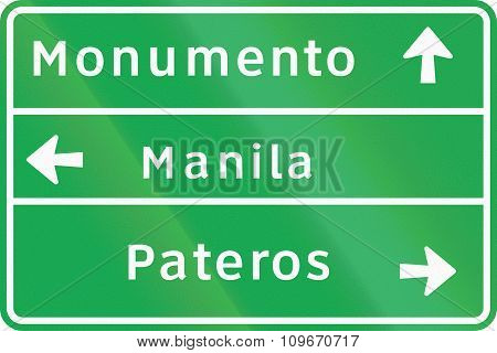Road Sign In The Philippines - Stack Direction Sign (multiple Destinations)
