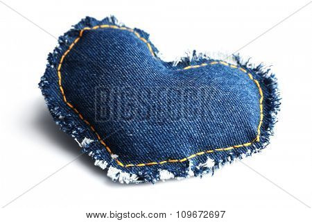 Denim heart isolated on white