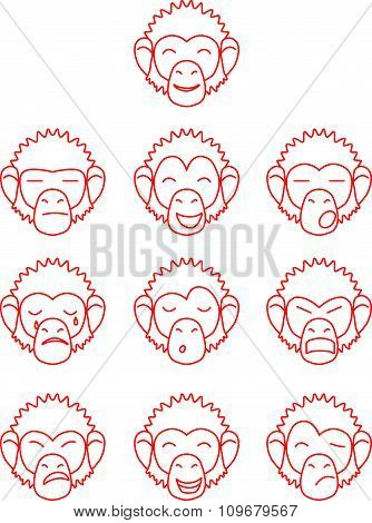 Contour monkey face expressions