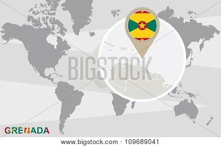 World Map With Magnified Grenada