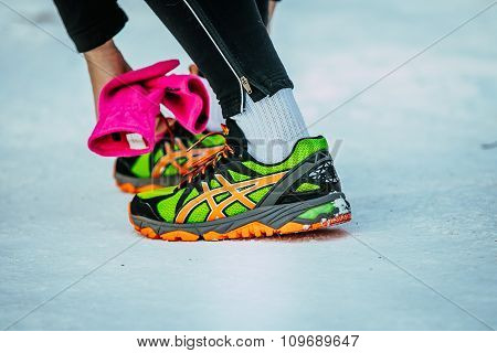 closeup feet running athletes