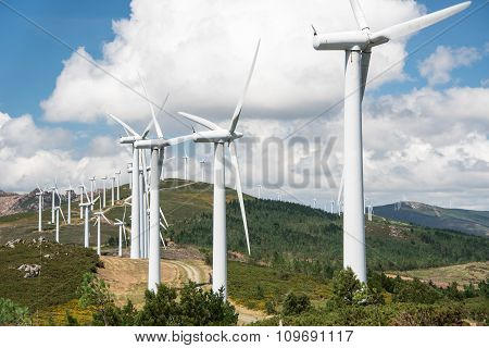windmill powered plant on hilltop
