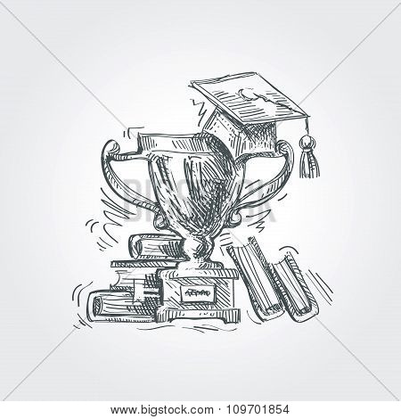 hand drawn sketch education, school. vector illustration