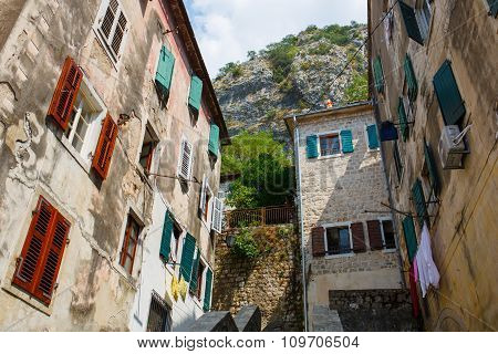 View On Old Town Of Kotor Unesco Twon In Montenegro.
