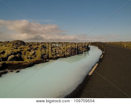 Road And Silica River Iceland