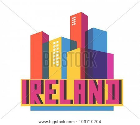 Ireland in europe is a beautiful country to visit. vintage vector illustration.