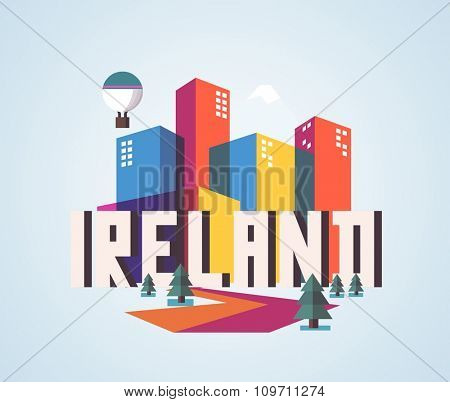Ireland in europe is a beautiful country to visit. vintage vector illustration.
