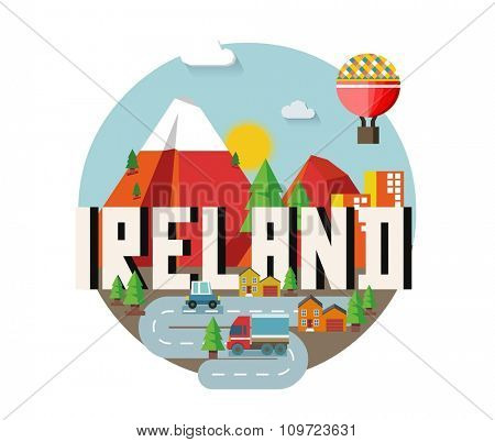 Ireland in europe is a beautiful country to visit. vintage vector illustration.