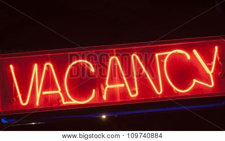 Neon Vacancy Sign For Motel.