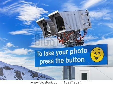 Facility For Taking Selfies On The Cliff Walk Bridge On Mt. Titlis