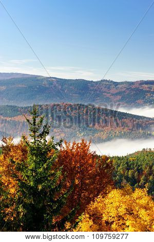 Great Overcast Over Alsace. View From Top Of The Mountain.