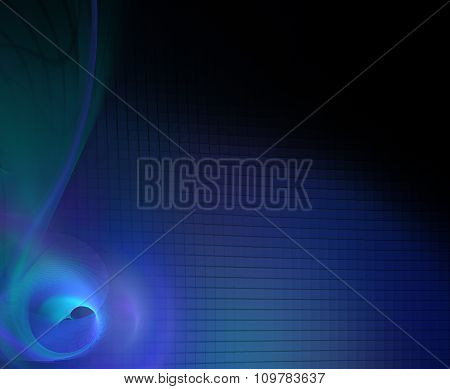 Abstract Background With Dark Blue Mosaic Texture And Musical Clef
