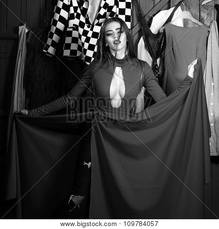 Diva In Dress In Wardrobe