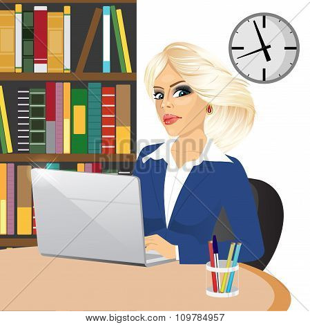 businesswoman working on laptop