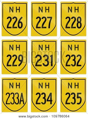 Collection Of Route Shields Of Indian National Highways