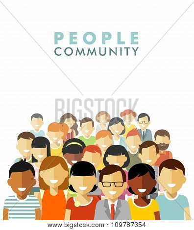 Modern multicultural society concept with people in flat style