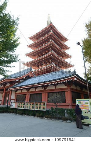 Five storey Pagoda of Sensoji temple in Asakusa