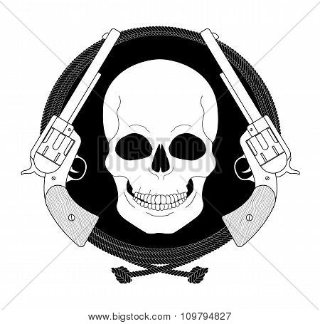 Wild skull west emblem. Linear