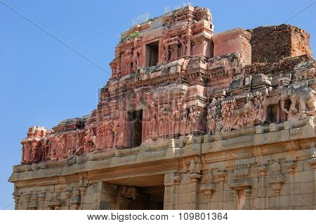 Detail of the temple of Bala Krishna at Hampi Karnataka India.