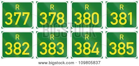 Collection Of South African Regional Route Signs