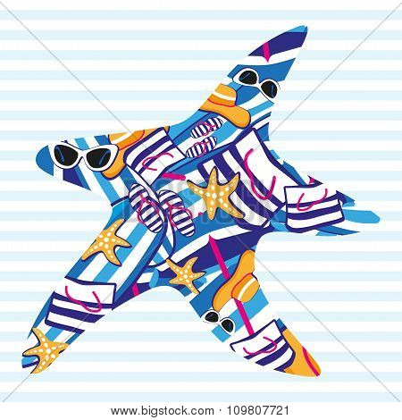 Starfish  Summer Card.