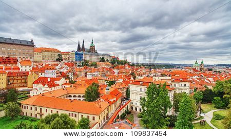 Church Saint Vitus, Ventseslaus And Adalbert And Area Lesser Town Of Prague. Czech Republic.