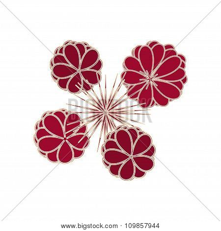 Dark Red Stylized Flowers And Polygonal Peaked Star Ornament