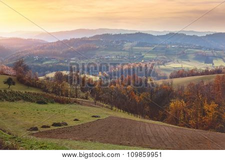 Beautiful view of countryside landscape in Serbia