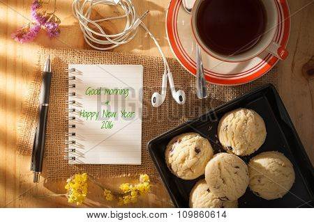 Notepad On Wood Table