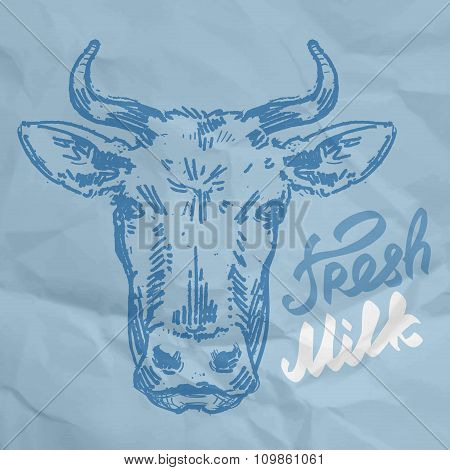 head of the cow. sketch. vector illustration